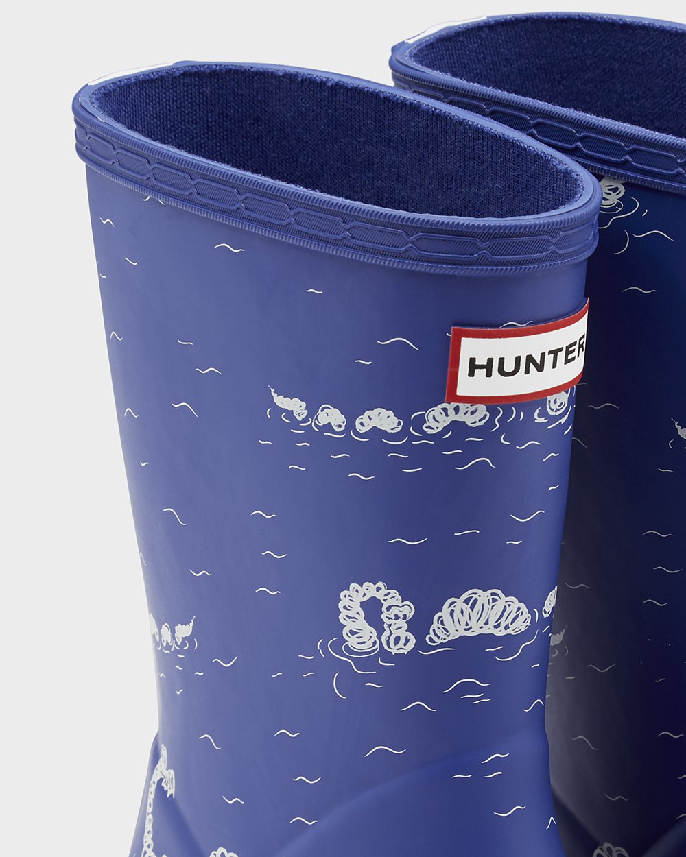 Kids Hunter Original First Classic Nessie Print | Rain Boots Blue | NZ-52310-IBMR